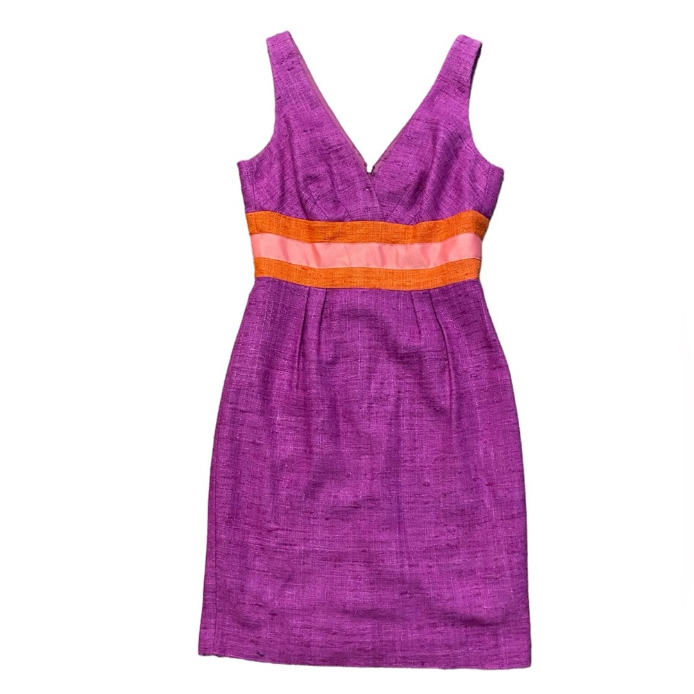 Trina Turk Purple and Orange Business Casual Dress, Size 4